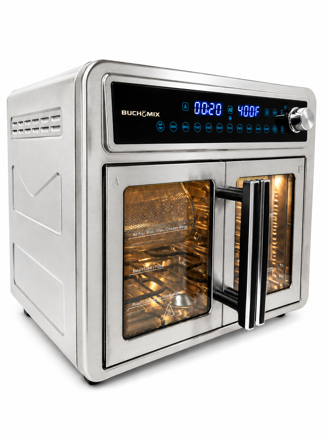 All Stainless Steel Dual Compartment XL French Door Air Fryer Oven