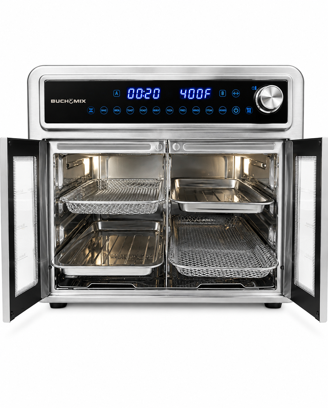 All Stainless Steel Dual Compartment XL French Door Air Fryer Oven