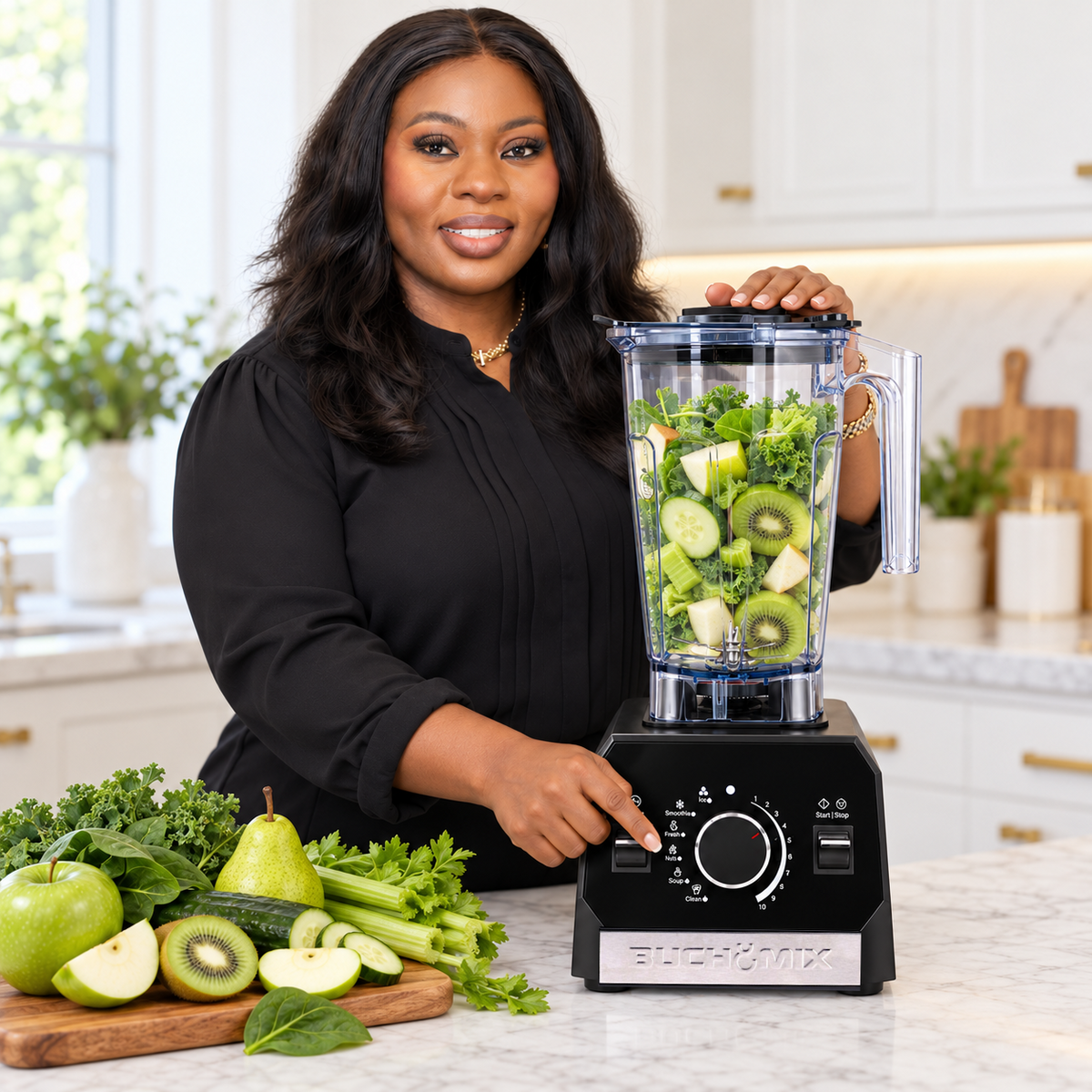 Buchymix Waterproof High Performance Smart Vertex Blender with sleek design, showing a modern blender with digital controls.