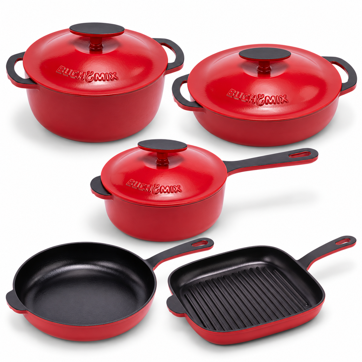 11-pieces Premium Enamel cast Iron Cookware