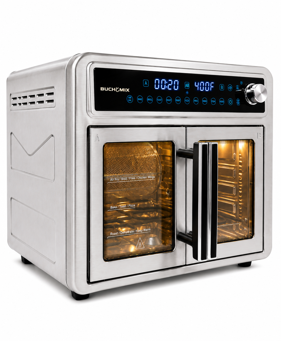 All Stainless Steel Dual Compartment XL French Door Air Fryer Oven