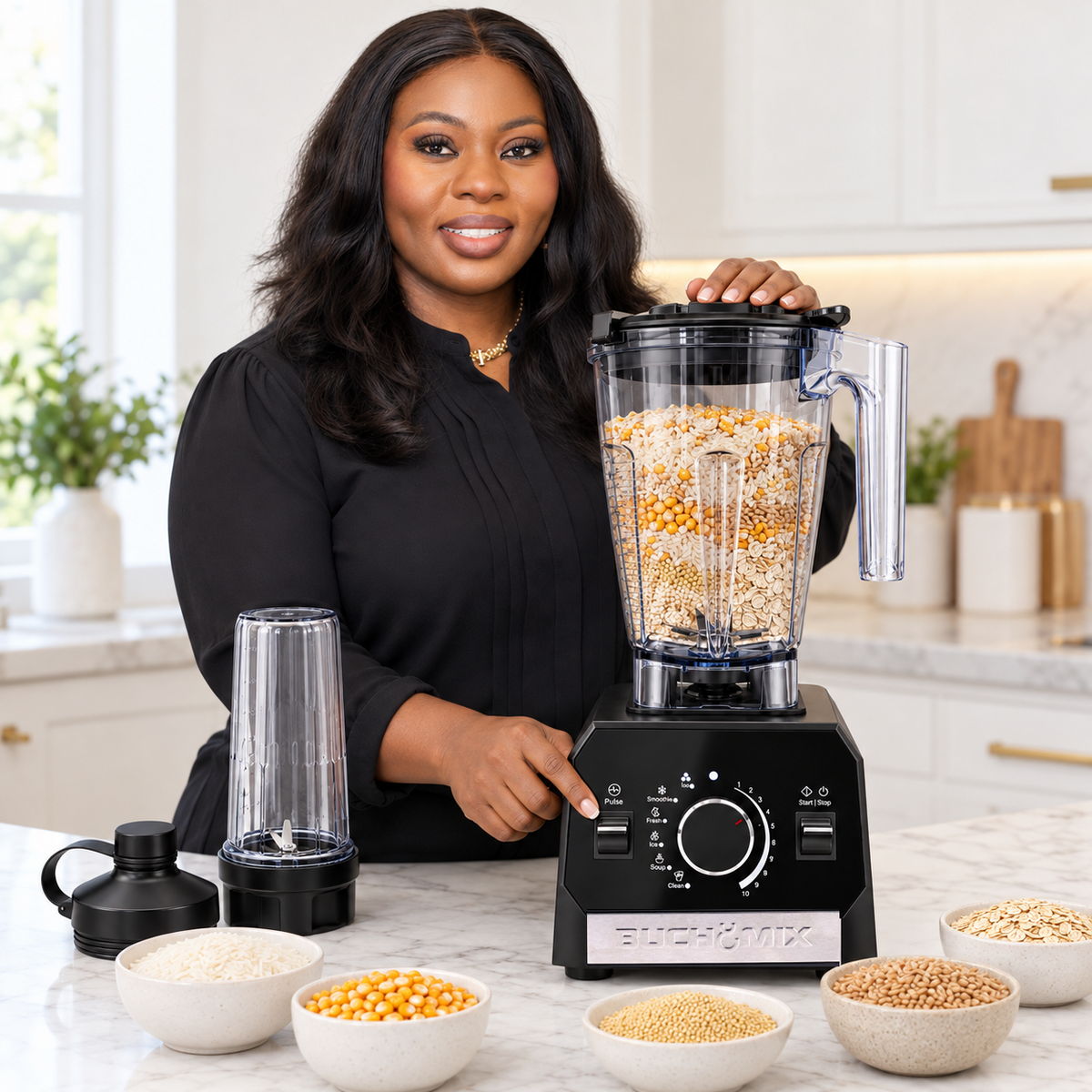 Buchymix Waterproof High-Performance Smart Vertex Blender with sleek design and durable jar for smoothies and blending tasks