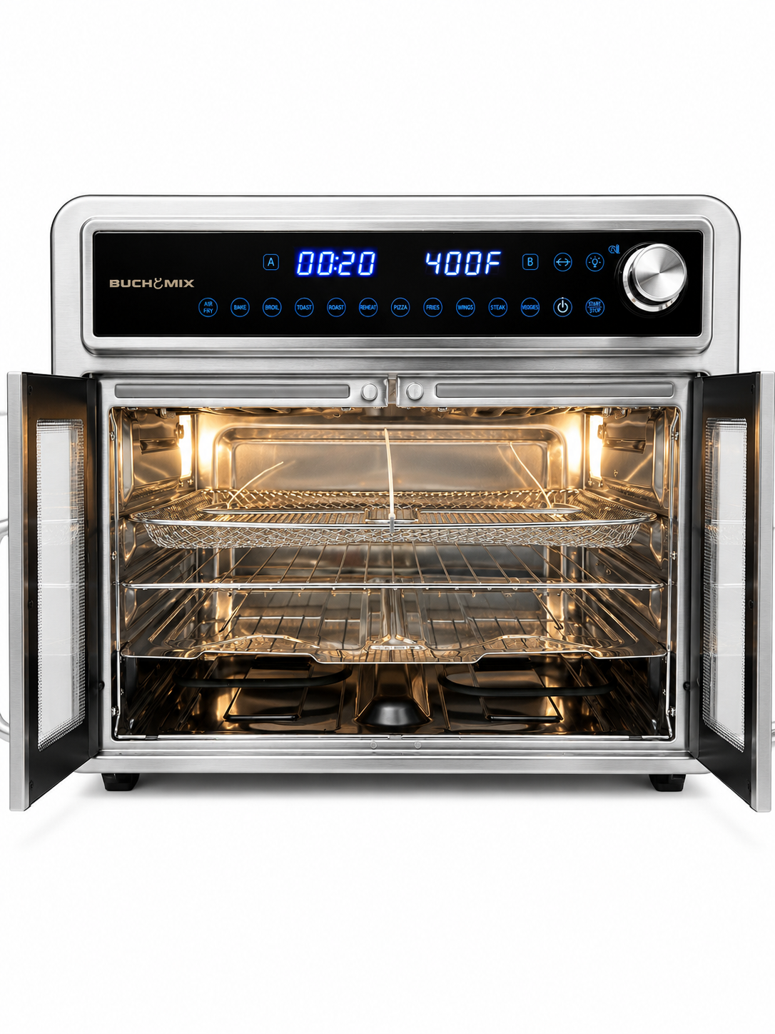 All Stainless Steel Dual Compartment XL French Door Air Fryer Oven
