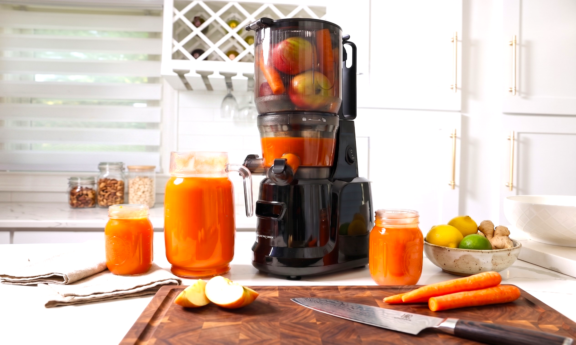 Hands Free Cold Pressed Batch Juicer Heavy Duty Motor with Citrus Juicer
