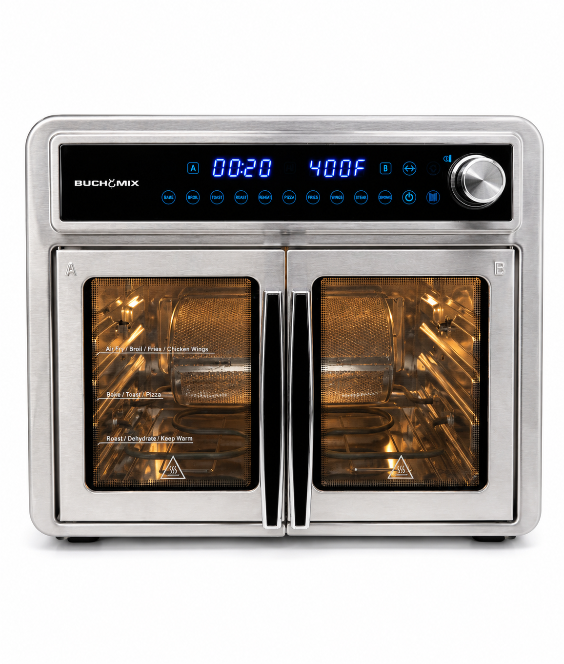 All Stainless Steel Dual Compartment XL French Door Air Fryer Oven