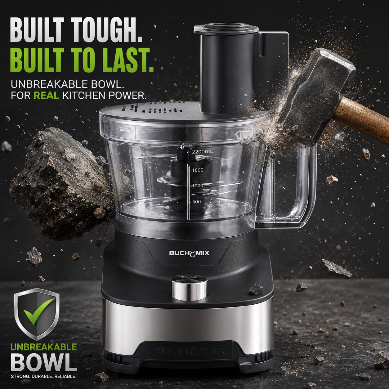 3.5L Multifunction Food Processor With Unbreakable Bowl
