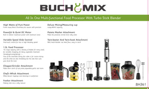 12 in one Multifunction Food Processor With Turbo Stick Immersion Blender