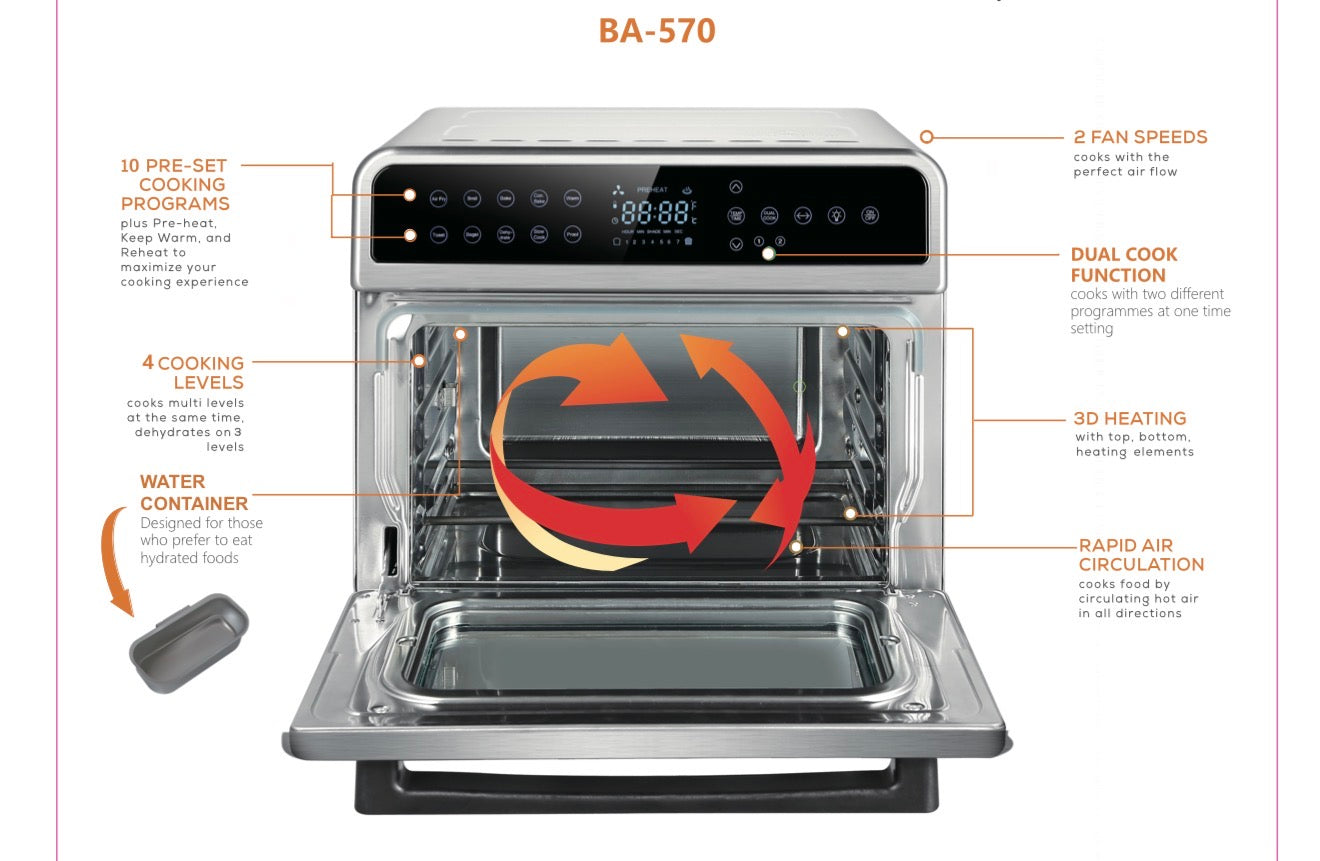 All in one Large Capacity Professional Dehydrator  & Air Fryer Oven -22L