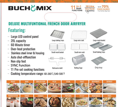 All Stainless Steel Dual Compartment XL French Door Air Fryer Oven