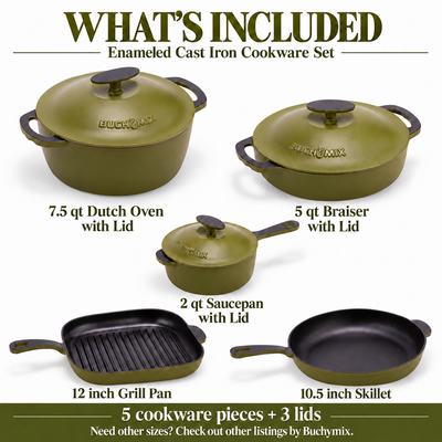 11-pieces Premium Enamel cast Iron Cookware