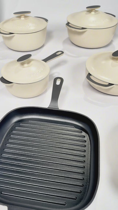 22-Piece Premium Enameled Cast Iron Cookware Set